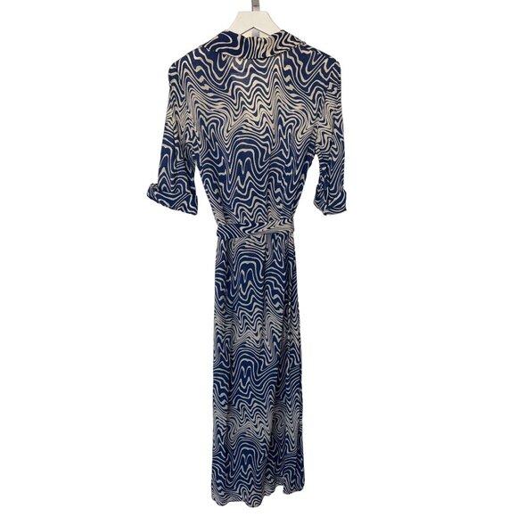 Zara Navy & Ivory Belted Dress - Picture 8 of 9